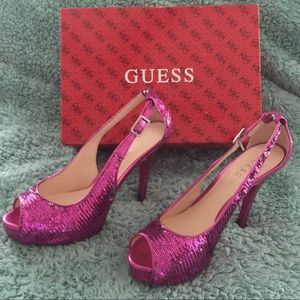 Guess pink sequin high heeled shoes